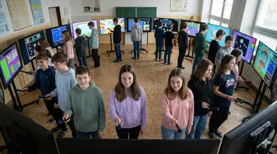 Žiaci pri výstave
